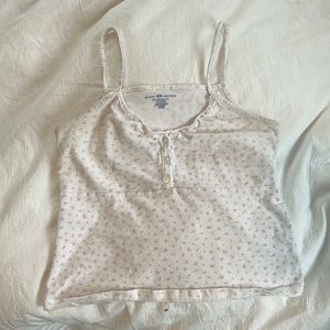 white + light pink floral tank